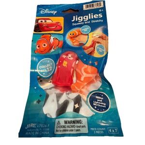 Disney Jigglies Squishy Toy - Set Of 2 - Nemo & Lightning McQueen - NIP